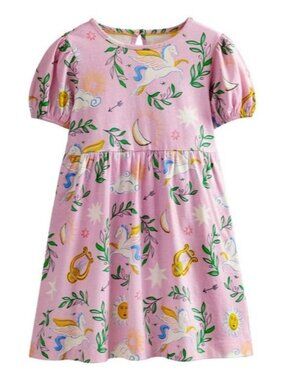 Mini Boden Pink Greek Toile Dress, Size 9/10